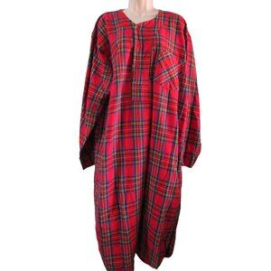 Wittmann Textiles Red Plaid Cotton Flannel Modest Night Shirt Med Turkey EUC